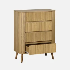 Cômoda com decoração estriada 4 gavetas