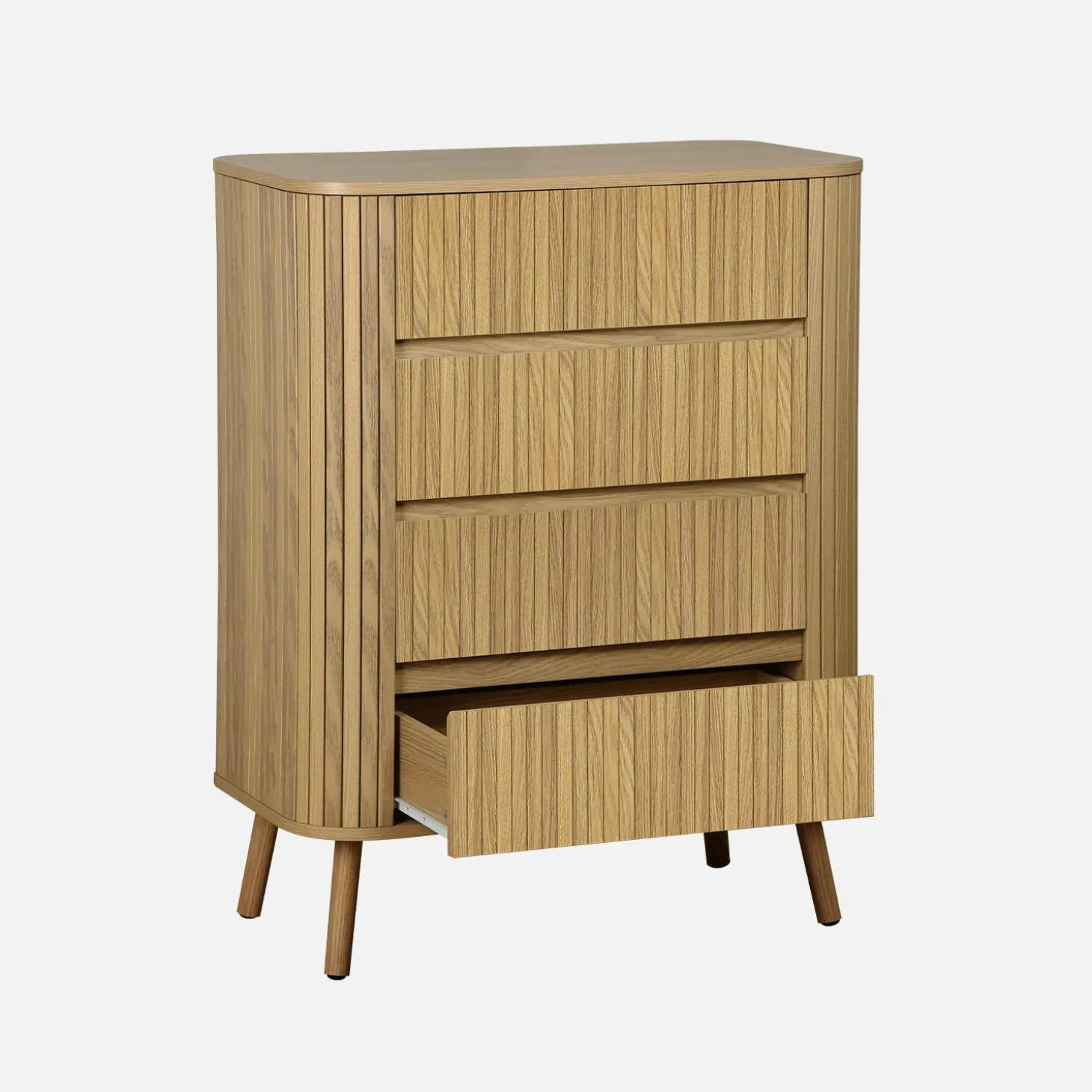Cômoda com decoração estriada 4 gavetas