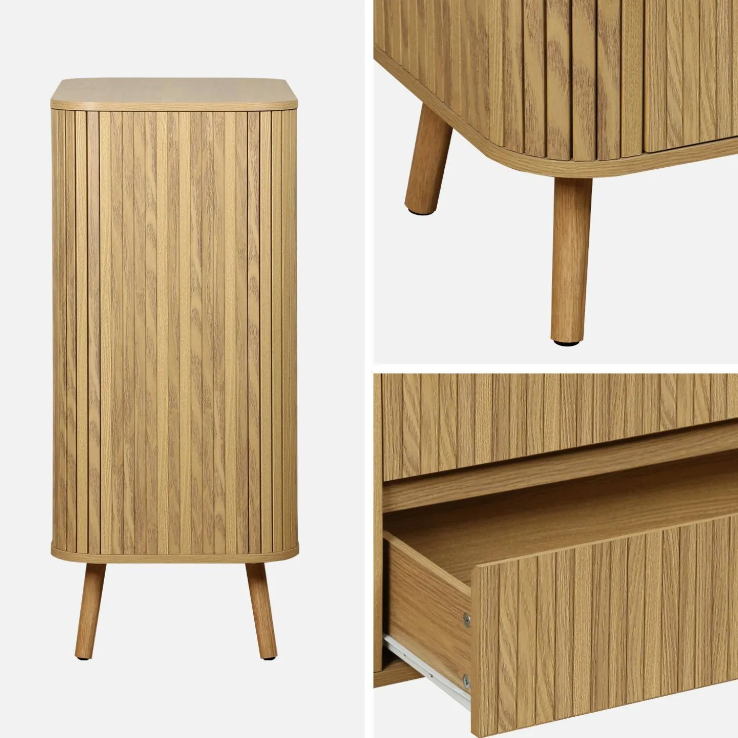 Cômoda com decoração estriada 4 gavetas