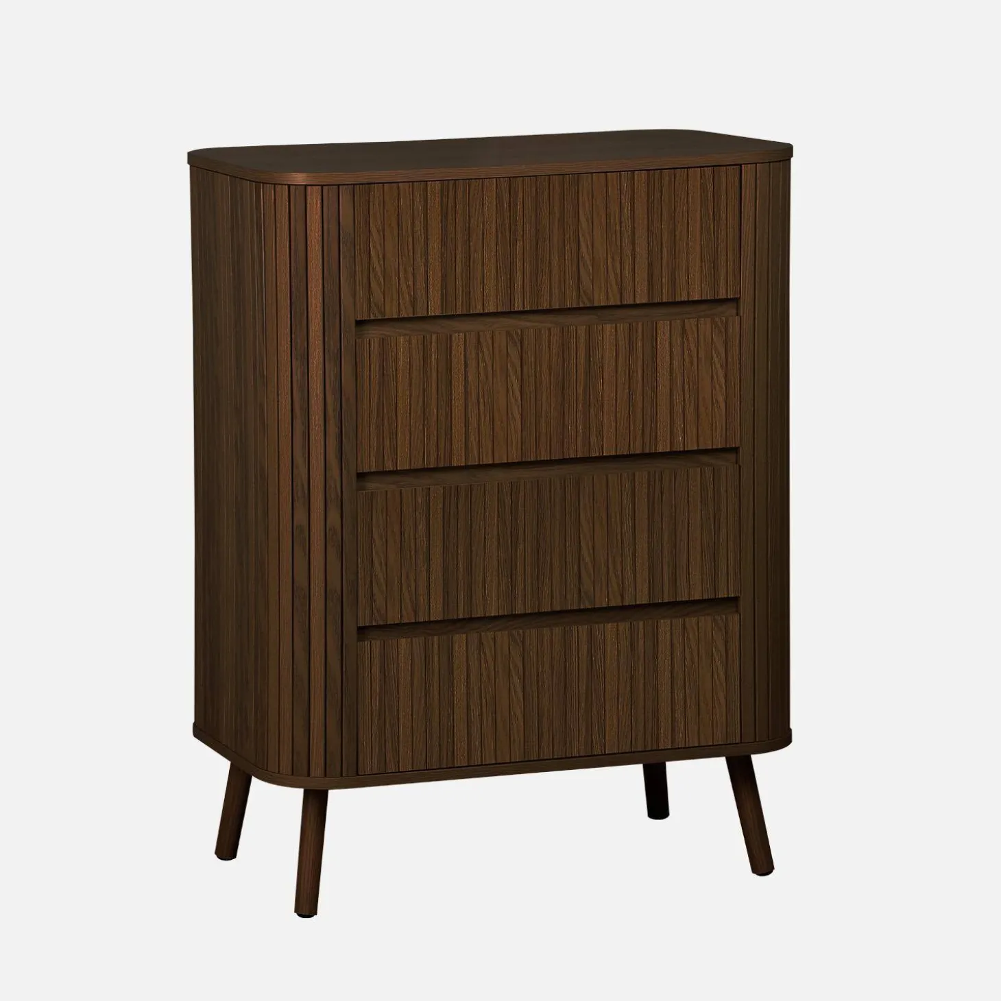 Cômoda com decoração estriada 4 gavetas