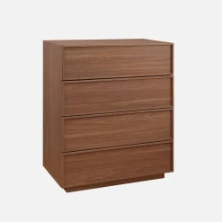 Cômoda de armazenamento efeito madeira 4 gavetas