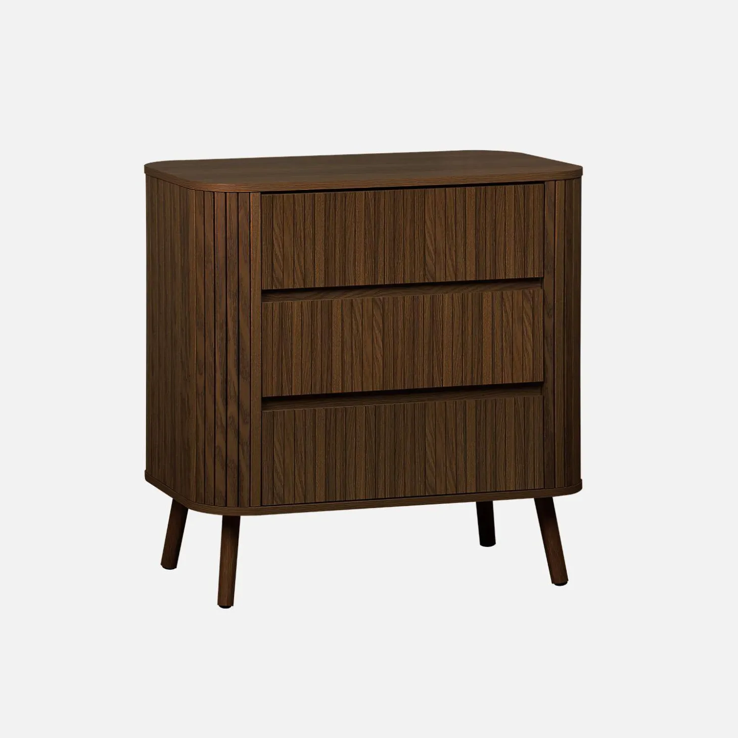 Cómoda, decoração estriada natural de 3 gavetas