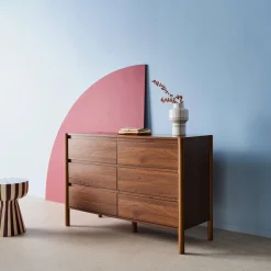Cômoda decoração madeira de 6 gavetas