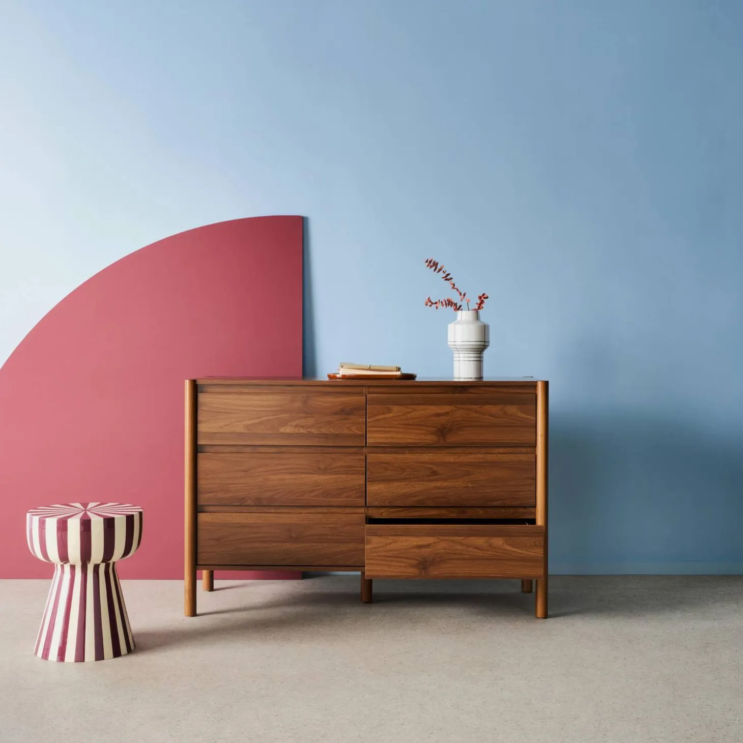Cômoda decoração madeira de 6 gavetas