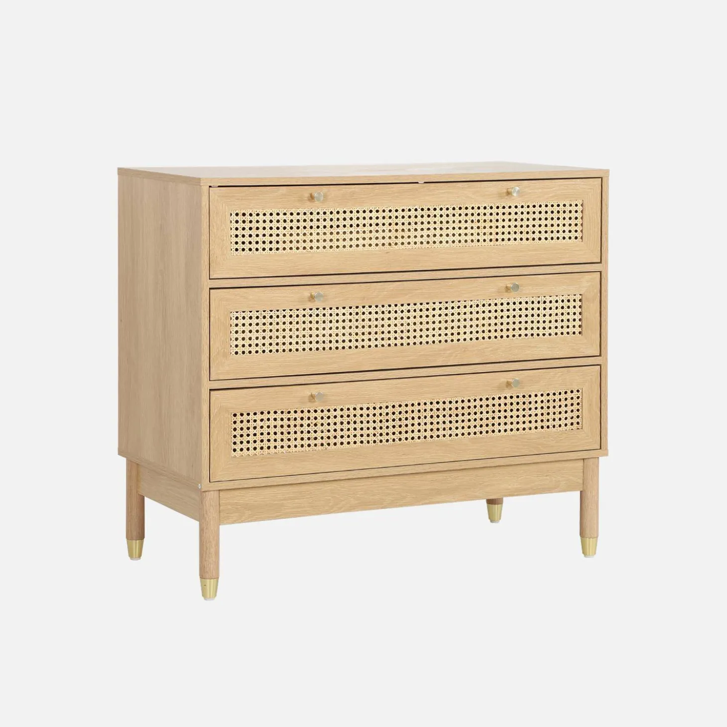 Cômoda decoração madeira e palhinha 3 gavetas