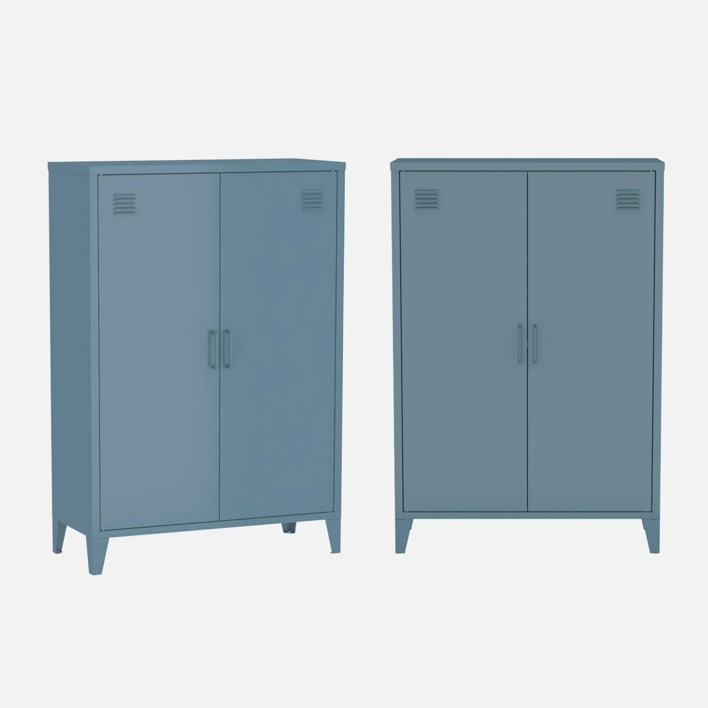 Cômoda/guarda-roupa de metal 2 portas, set de 2