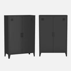 Cômoda/guarda-roupa de metal 2 portas, set de 2