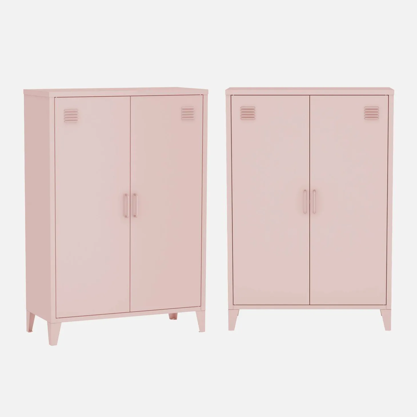 Cômoda/guarda-roupa de metal 2 portas, set de 2