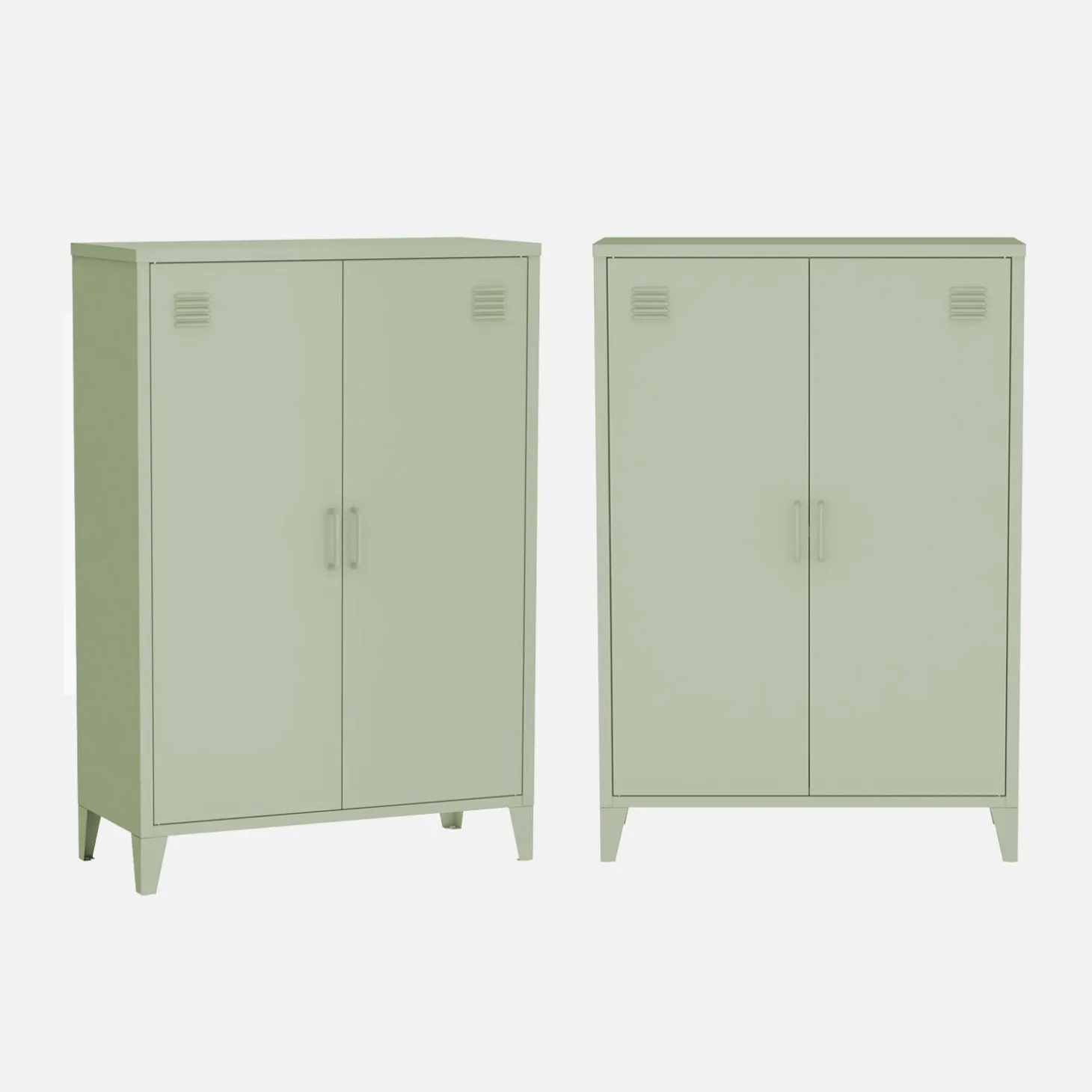 Cômoda/guarda-roupa de metal 2 portas, set de 2