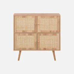 Cómoda para crianças com efeito de madeira, 4 portas