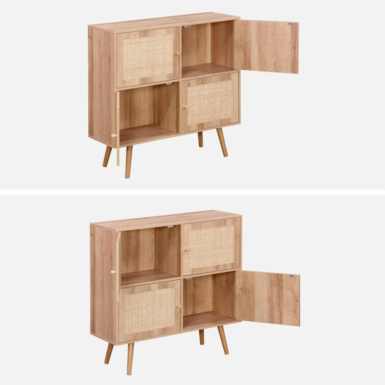 Cómoda para crianças com efeito de madeira, 4 portas