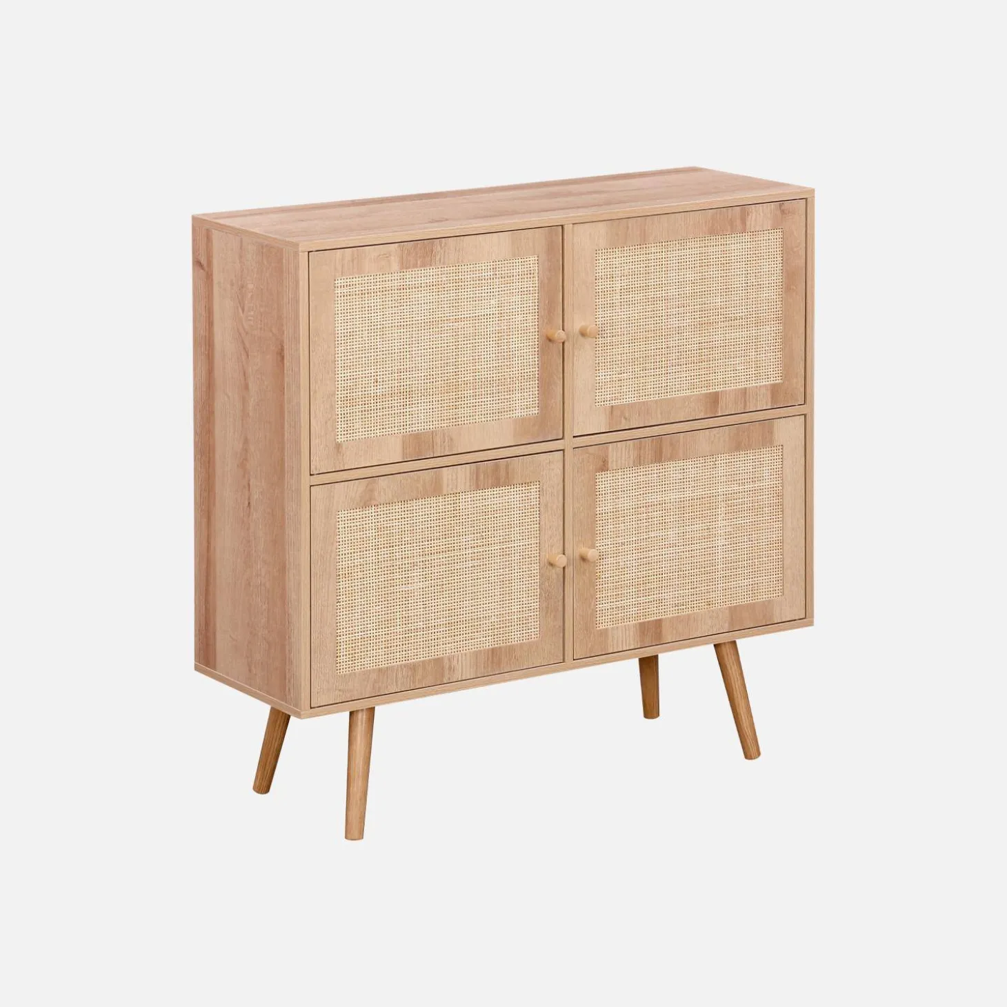 Cómoda para crianças com efeito de madeira, 4 portas