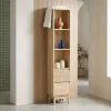 Coluna de armazenamento decoração madeira, 3 prateleiras 2 gavetas