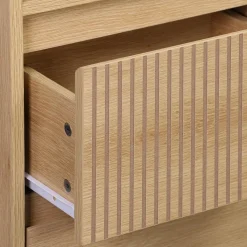 Coluna de armazenamento decoração madeira, 3 prateleiras 2 gavetas