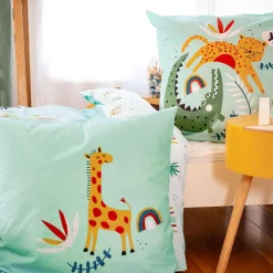 Completo de cama de algodão reversível estampado savana / arco-íris, 140 cm