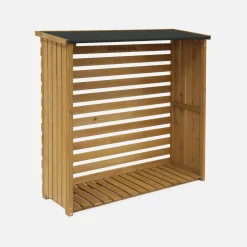 Conjunto de 2 abrigos para lenha de madeira de abeto