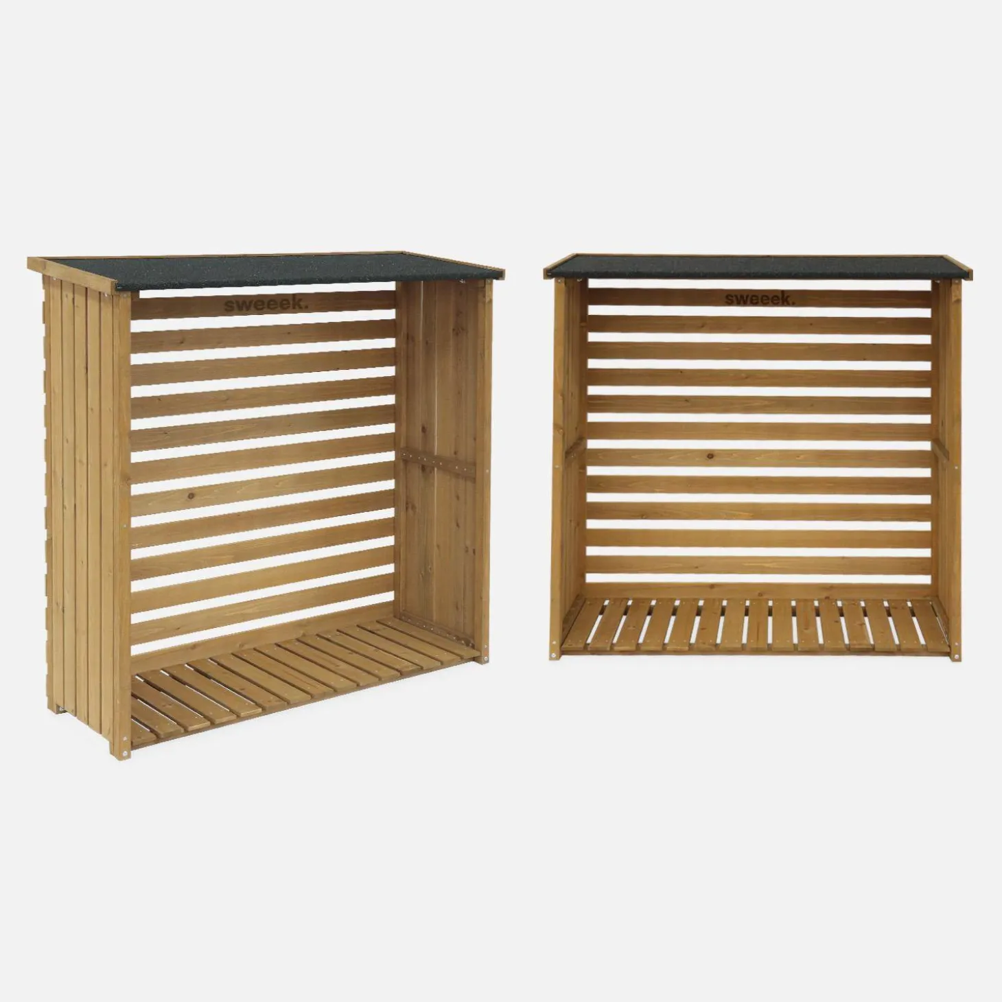 Conjunto de 2 abrigos para lenha de madeira de abeto