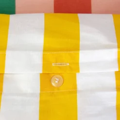 Conjunto de cama de algodão com estampas de listras multicoloridas para 2 pessoas