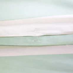 Conjunto de cama de algodão com estampas de listras para 2 lugares, branco e verde