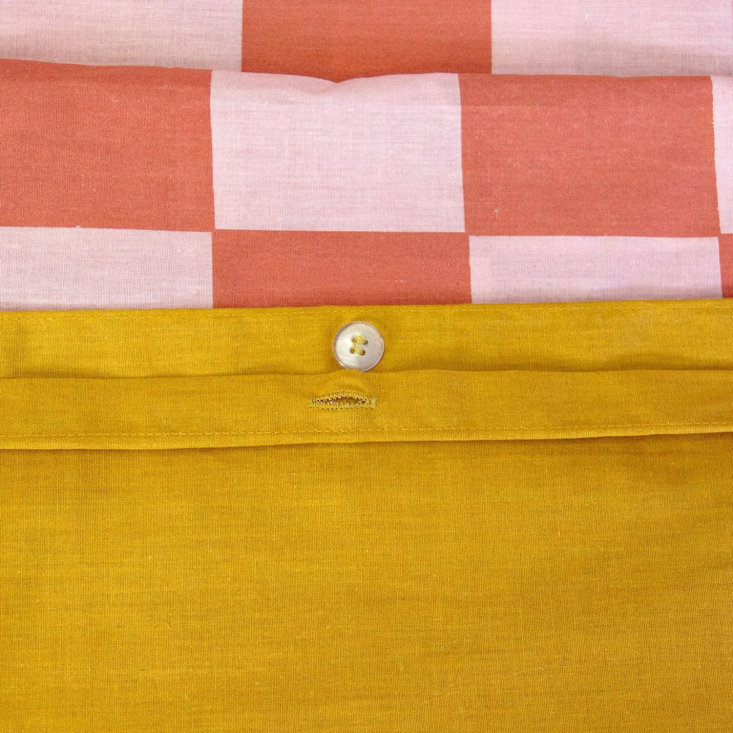 Conjunto de cama de algodão com padrão xadrez para 2 lugares vermelho e laranja
