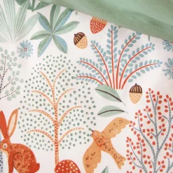Conjunto de cama de algodão reversível estampado outono, 1 lugar