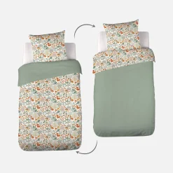 Conjunto de cama de algodão reversível estampado outono, 1 lugar