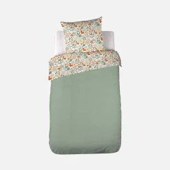 Conjunto de cama de algodão reversível estampado outono, 1 lugar