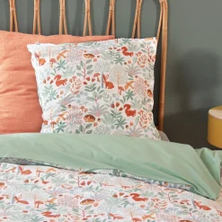 Conjunto de cama de algodão reversível estampado outono, 1 lugar