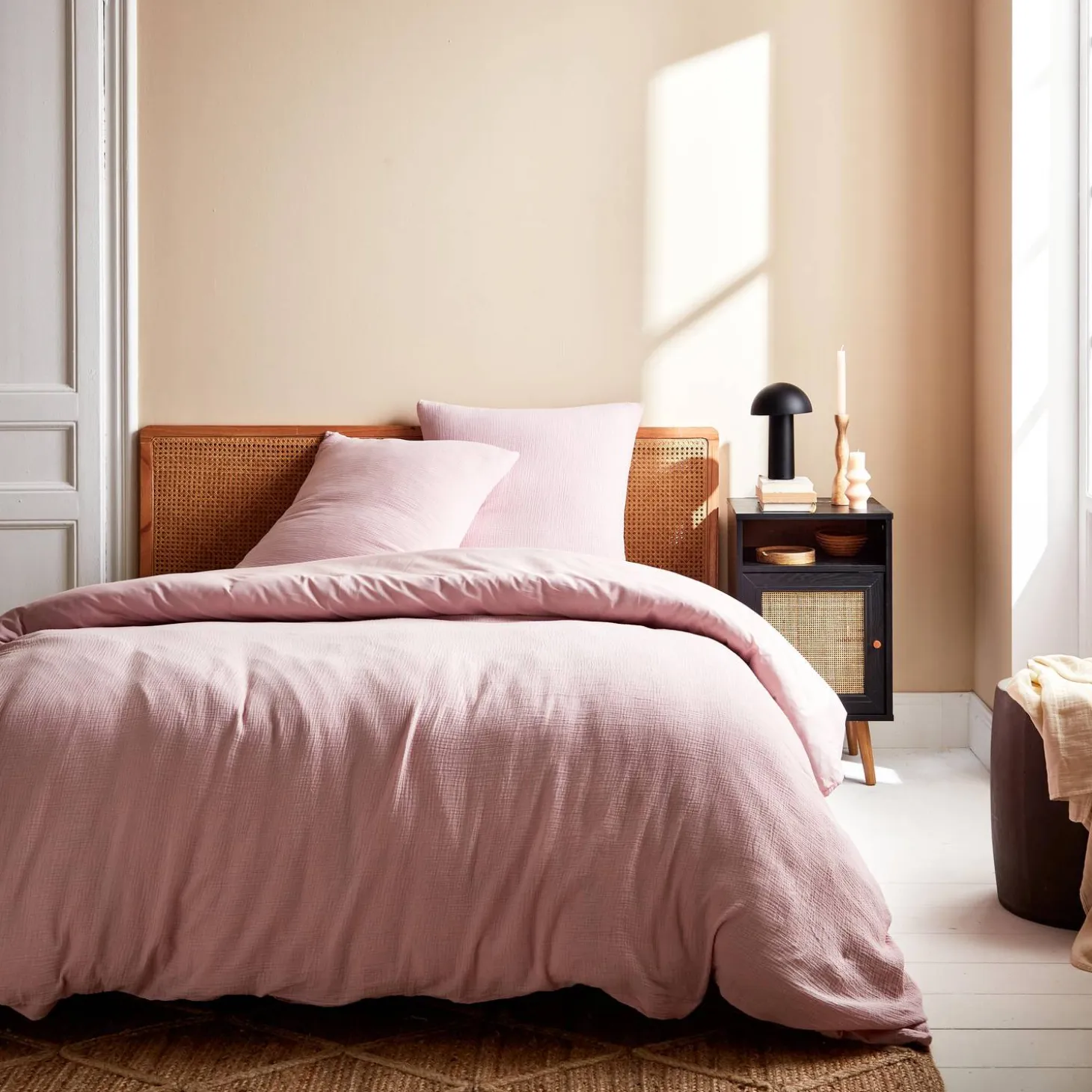 Conjunto de cama gaze de algodão, rosa