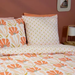 Conjunto de cama reversível com estampa floral para 2 lugares