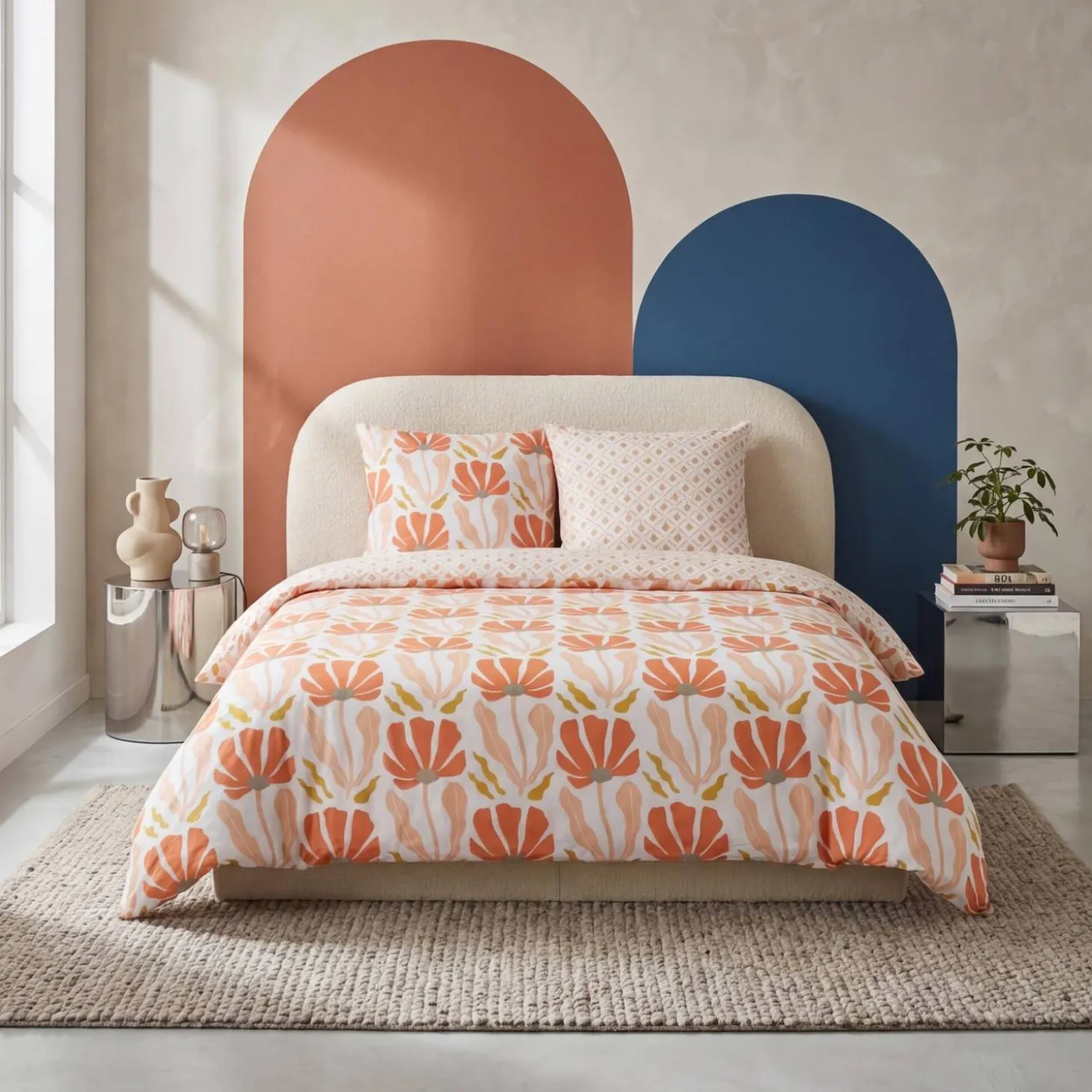 Conjunto de cama reversível com estampa floral para 2 lugares