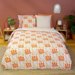 Conjunto de cama reversível com estampa floral para 2 lugares