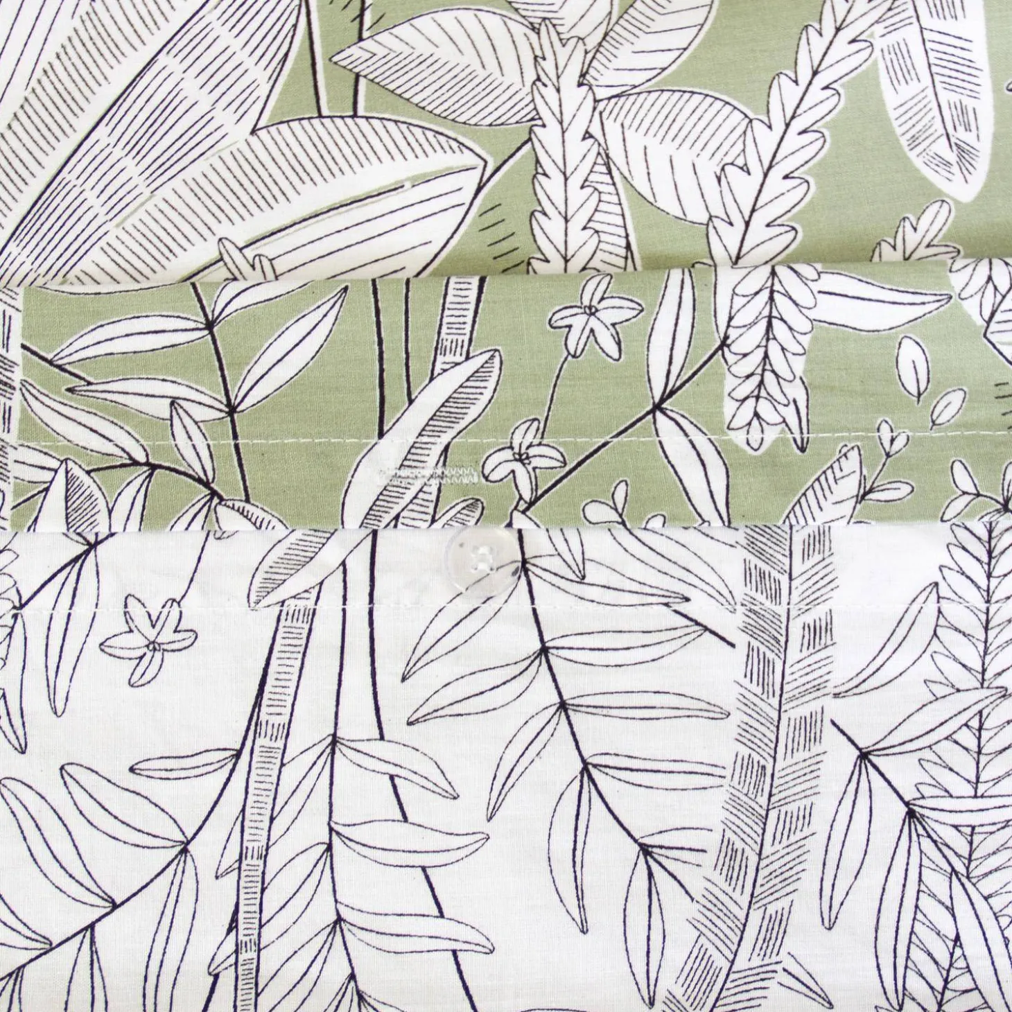 Conjunto de cama reversível com estampa vegetal para 2 lugares