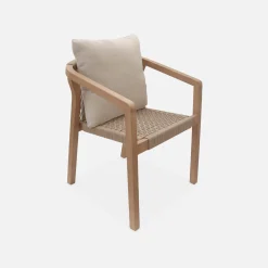 Conjunto de jantar interior/exterior com mesa em madeira de acácia com 4 cadeiras
