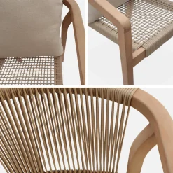 Conjunto de jantar interior/exterior com mesa em madeira de acácia com 4 cadeiras