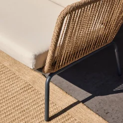 Conjunto de jardim baixo em resina trançada efeito, 5 lugares