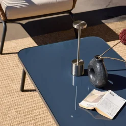 Conjunto de jardim baixo em resina trançada efeito, 5 lugares