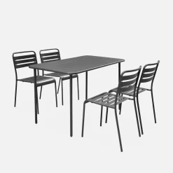 Conjunto de jardim com mesa bistrô de 120cm em aço com 4 cadeiras