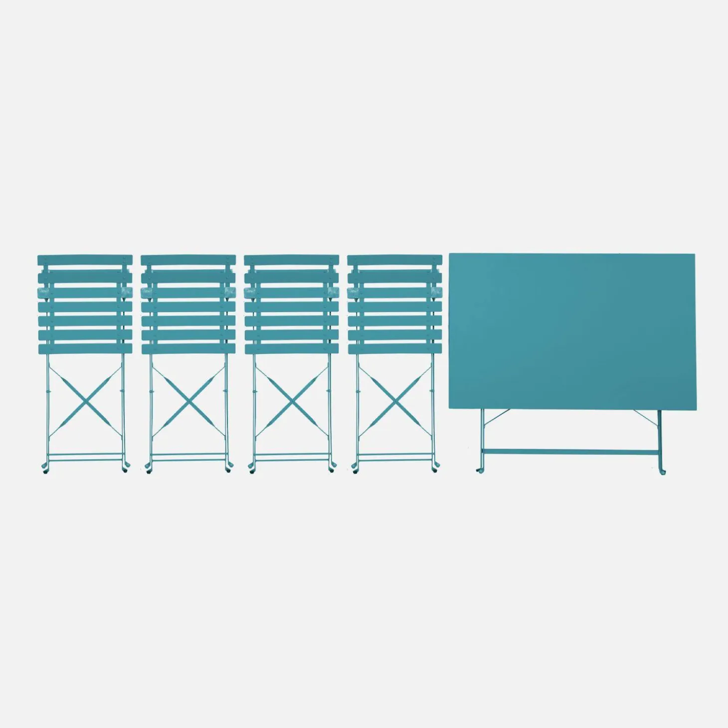 Conjunto de jardim com mesa bistrô dobrável de 110cm em aço com 4 cadeiras