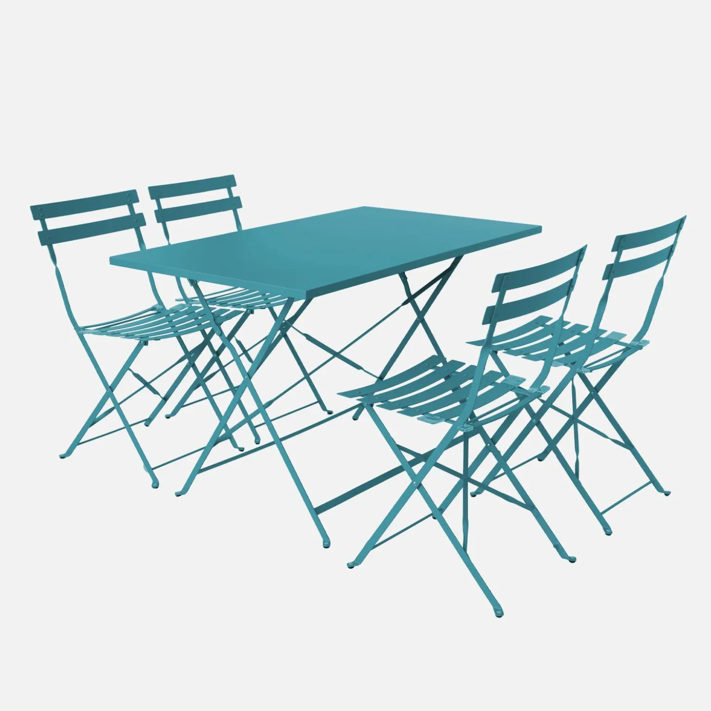 Conjunto de jardim com mesa bistrô dobrável de 110cm em aço com 4 cadeiras
