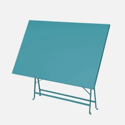 Conjunto de jardim com mesa bistrô dobrável de 110cm em aço com 4 cadeiras