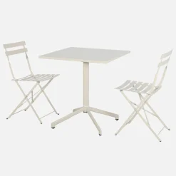 Conjunto de jardim com mesa bistrô dobrável em metal com 2 cadeiras