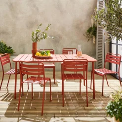 Conjunto de jardim com mesa bistrô de 160cm em aço com 6 cadeiras