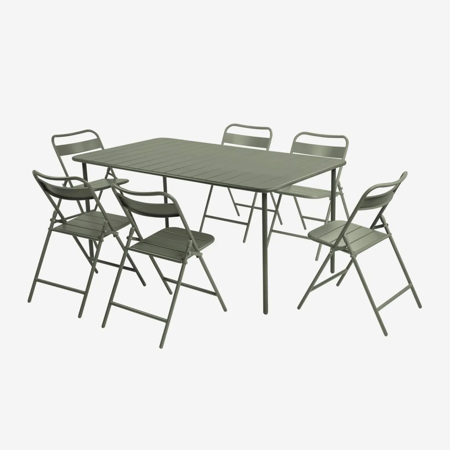 Conjunto de jardim com mesa bistrô dobrável de 160cm em aço com 6 cadeiras
