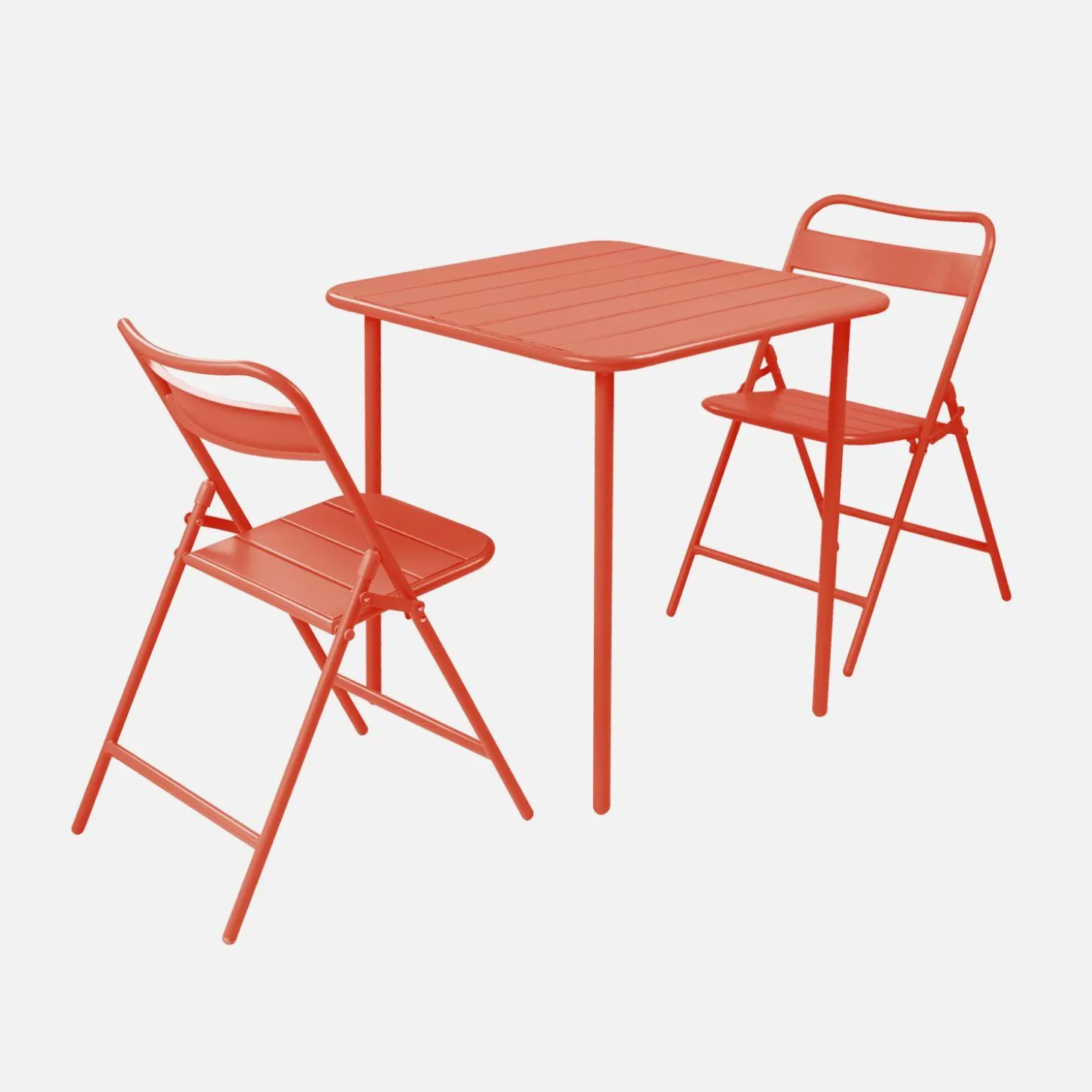 Conjunto de jardim com mesa bistrô de 70cm em aço com 2 cadeiras dobráveis