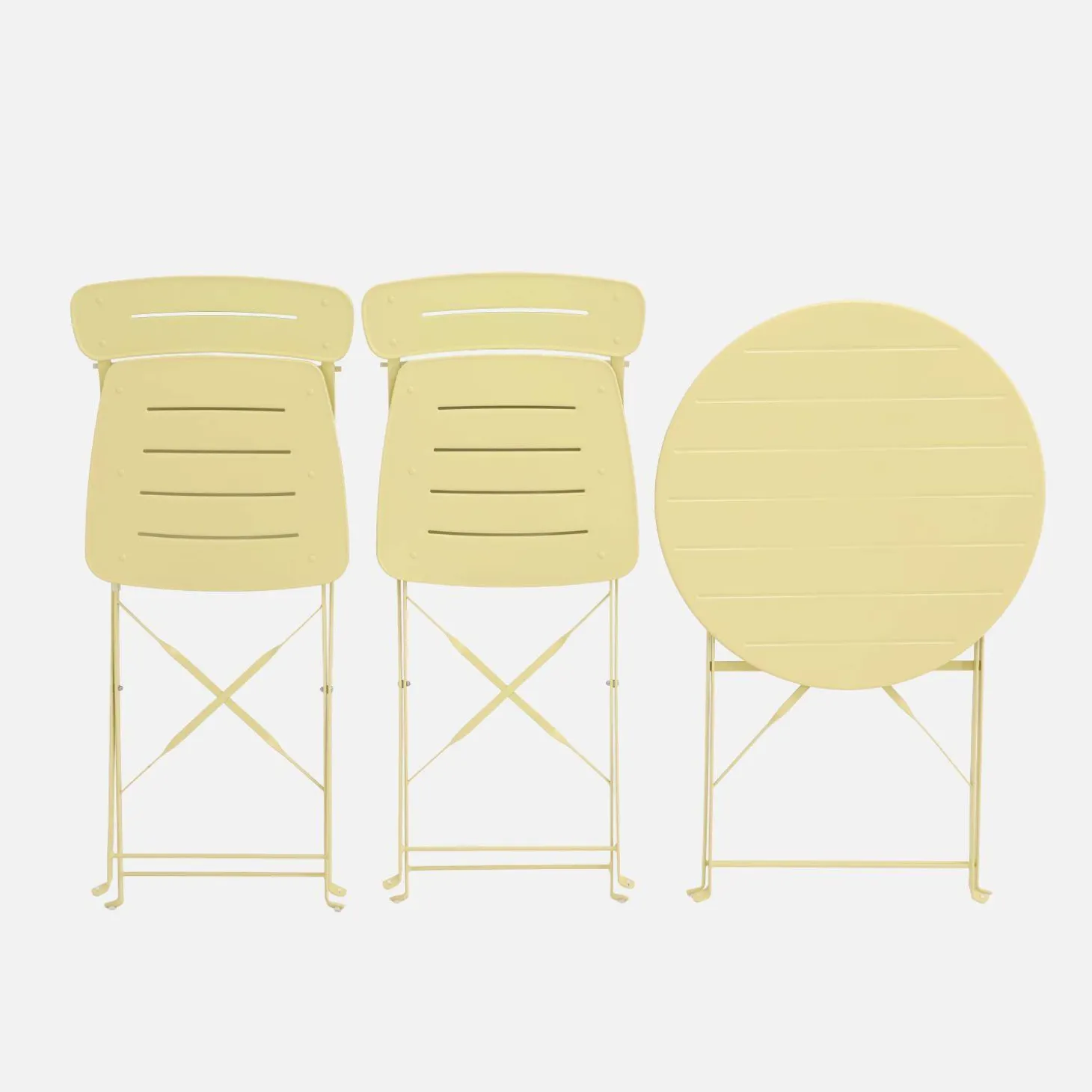 Conjunto de jardim com mesa bistrô dobrável redonda de aço com 2 cadeiras- Balconea