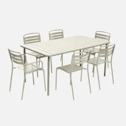 Conjunto de jardim com mesa bistrô de 160cm em aço com 2 poltronas e 4 cadeiras