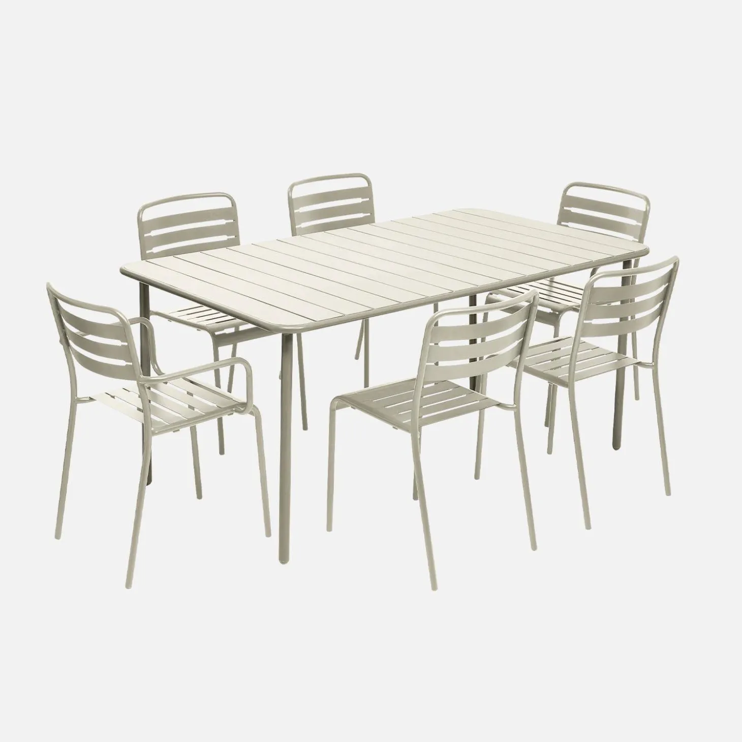 Conjunto de jardim com mesa bistrô de 160cm em aço com 2 poltronas e 4 cadeiras