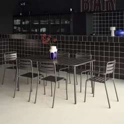 Conjunto de jardim com mesa bistrô de 160cm em aço com 2 poltronas e 4 cadeiras