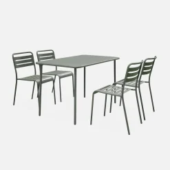 Conjunto de jardim com mesa bistrô de 120cm em aço com 4 cadeiras